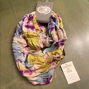 Rising Tide Tie-Dye Infinity Scarf in Purple, Yellow & Blue